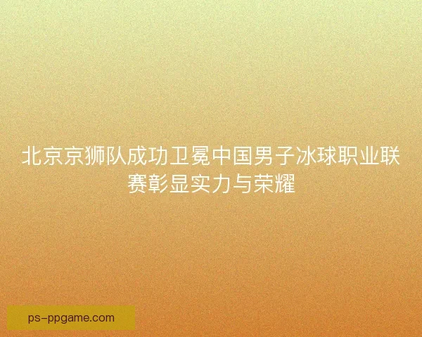 北京京狮队成功卫冕中国男子冰球职业联赛彰显实力与荣耀
